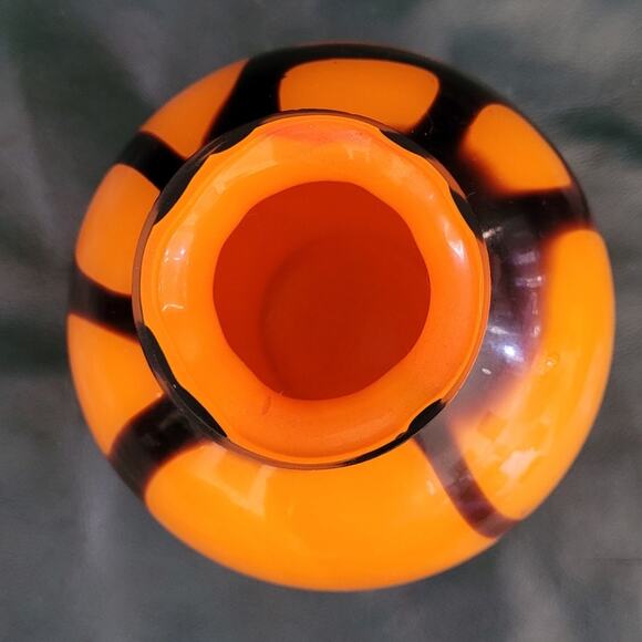 Kralik Czech Tango Orange Web Glass Vase – Bold Retro Statement Home Accent - Picture 7 of 9